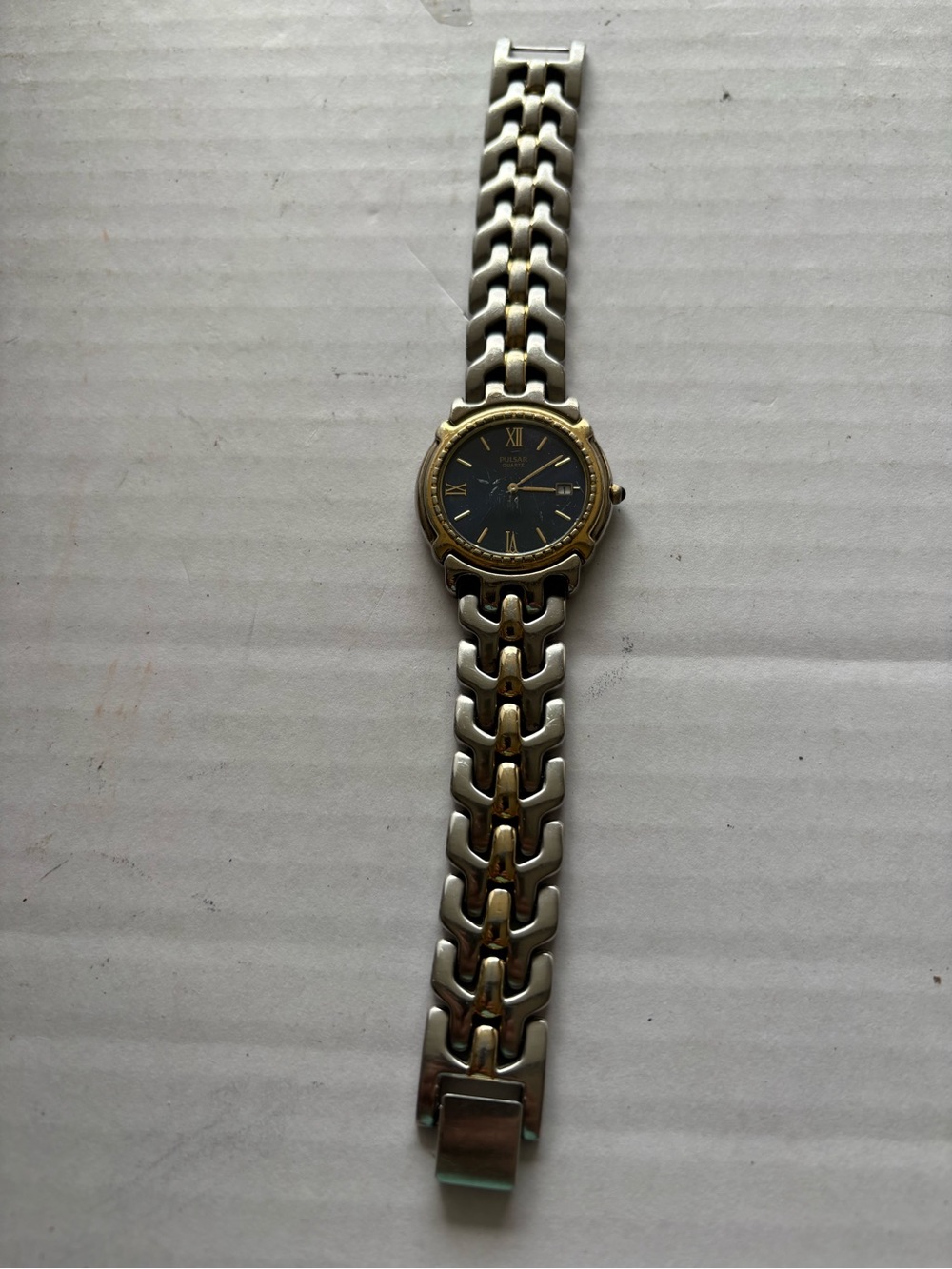 Pulsar 202057 Two-Tone Men's Bracelet Watch with Blue Dial